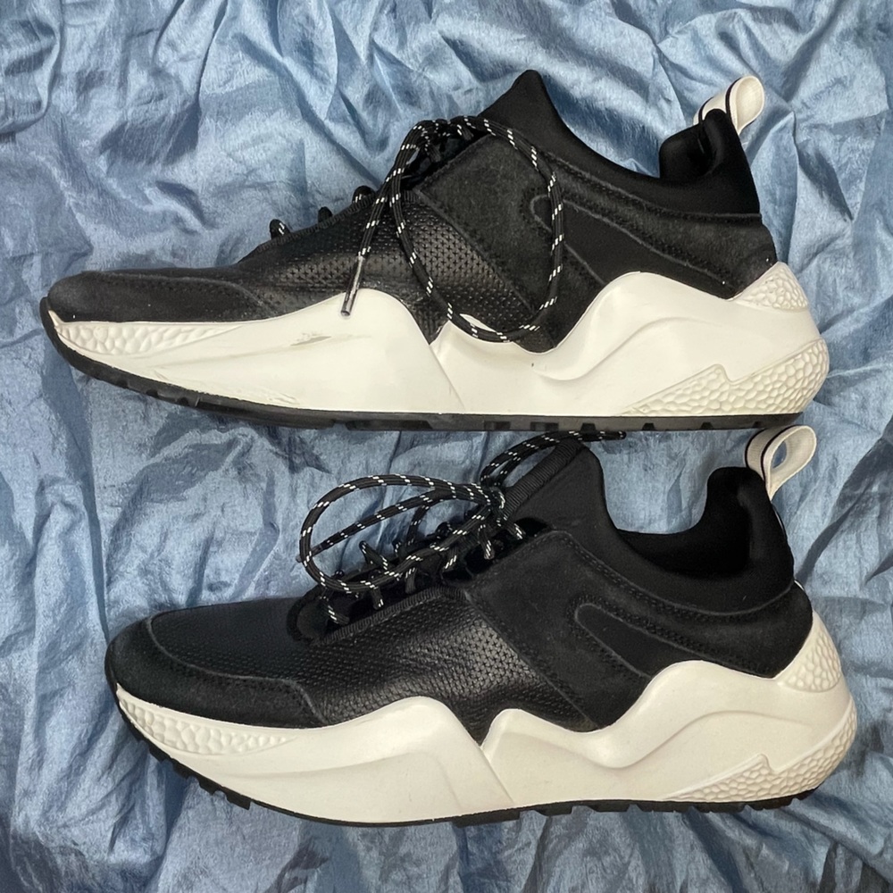 Kenneth Cole sz 8.5 Maddox Black Leather Suede Sneakers Trainers